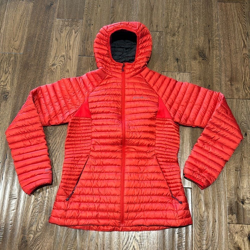 Eddie Bauer Red First Ascent Hooded Down Puffer Zip Jacket Coat Womens TM Tall M